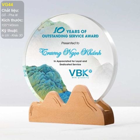 Kỷ niệm chương pha lê kết hợp gỗ VG44