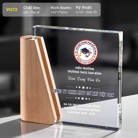 Kỷ niệm chương gỗ pha lê VG72