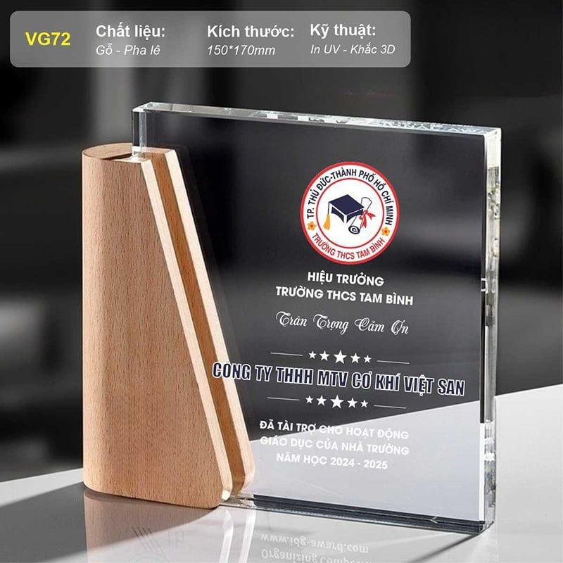 Bộ Cúp vinh danh Pha Lê Hợp Kim Gỗ