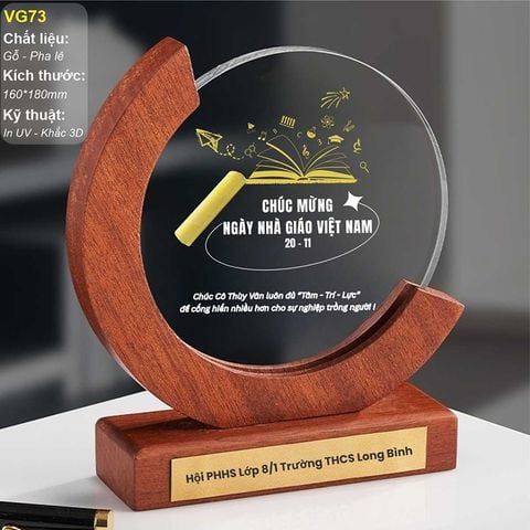 Kỷ niệm chương gỗ pha lê VG73