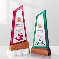 Cúp vinh danh pha lê hợp kim đế gỗ VG79