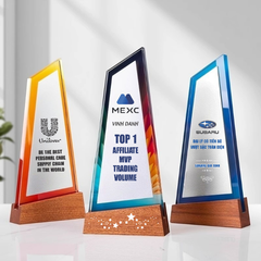 Cúp vinh danh pha lê hợp kim đế gỗ VG79