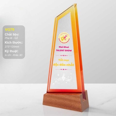 Cúp vinh danh pha lê hợp kim đế gỗ VG79