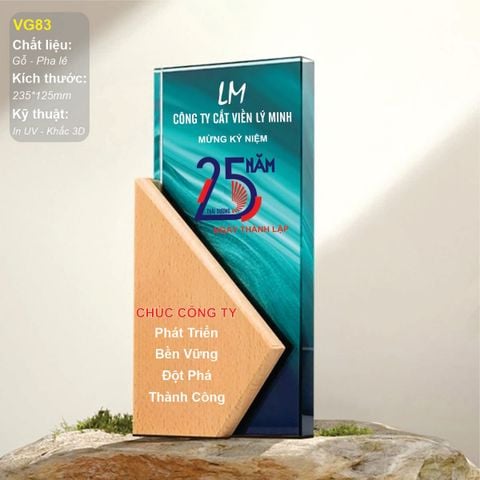 Kỷ niệm chương pha lê gỗ nhiều màu sắc VG83