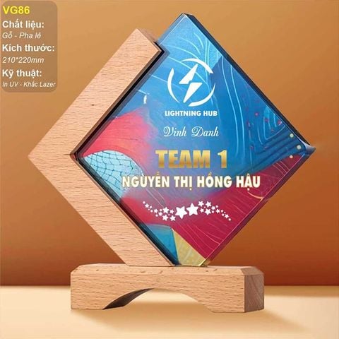 Kỷ niệm chương pha lê kết hợp gỗ VG86