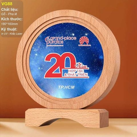 Kỷ niệm chương pha lê kết hợp gỗ VG88