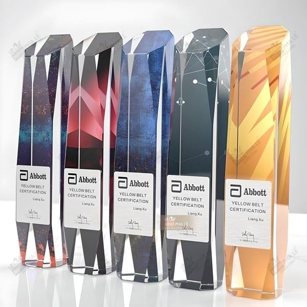 Cúp vinh danh pha lê in màu đa sắc CB012-02