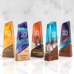 Cúp vinh danh pha lê gỗ CB022