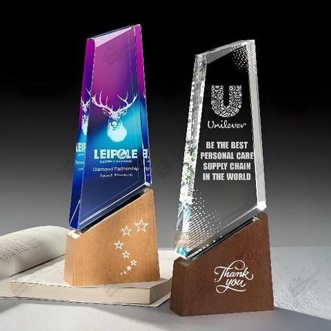 Cúp vinh danh pha lê gỗ CB022