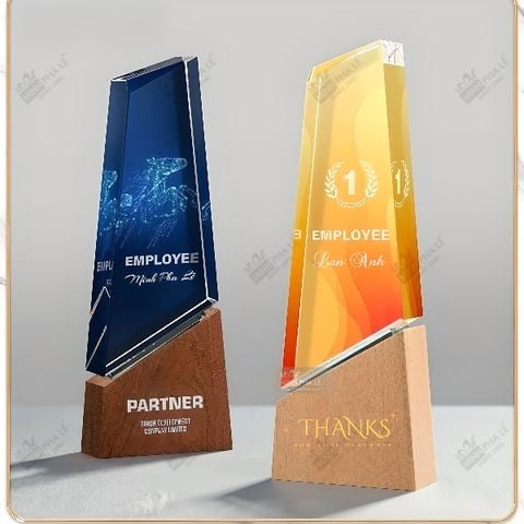 Cúp vinh danh pha lê gỗ CB022