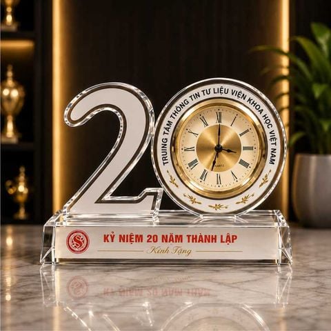Chặn giấy kỷ niệm 20 năm thành lập đồng hồ DH016 (2 chất liệu)
