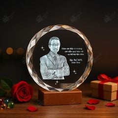 Chân dung 3d khối pha lê hoa hướng dương 3D-HHD