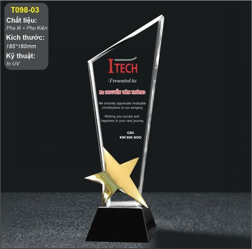 Bộ Cúp vinh danh pha lê ngôi sao xuất sắc 2026