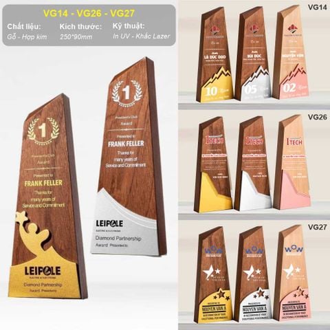 Cúp vinh danh kết hợp gỗ hợp kim VG14-26-27