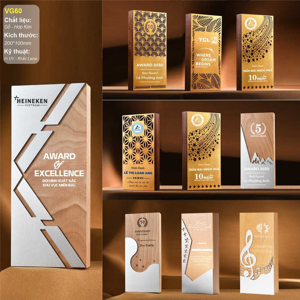 Bộ Cúp vinh danh gỗ hợp kim VG60 (14 mẫu)