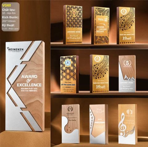 Bộ Cúp vinh danh gỗ hợp kim VG60 (14 mẫu)