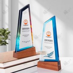 Cúp vinh danh pha lê hợp kim đế gỗ VG79