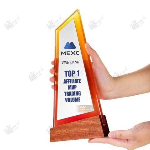 Cúp vinh danh pha lê hợp kim đế gỗ VG79