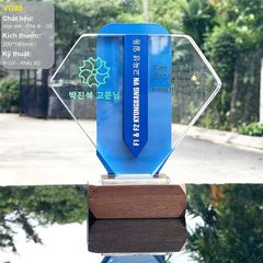 Cúp vinh danh pha lê hợp kim đế gỗ VG80