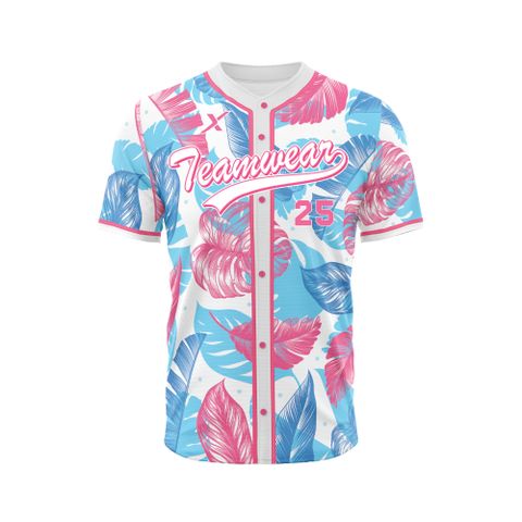 Áo Thun Thể Thao Phong Cách Bóng Chày - Họa Tiết Hoa Lá BC03