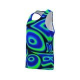 Custom Design and Manufacturing Tank Top Sportswear Running Bonding Seamless sublimation printing pattern Blue Polyester-Spandex blend 4-way stretch OEM/ODM Low MOQ