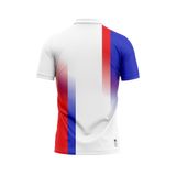 Custom Design and Manufacturing Polo Shirt Uniform Sports polo collar short sleeves sublimation printing pattern Logo White Green Red Polyester-Spandex blend 4-way stretch OEM/ODM Low MOQ