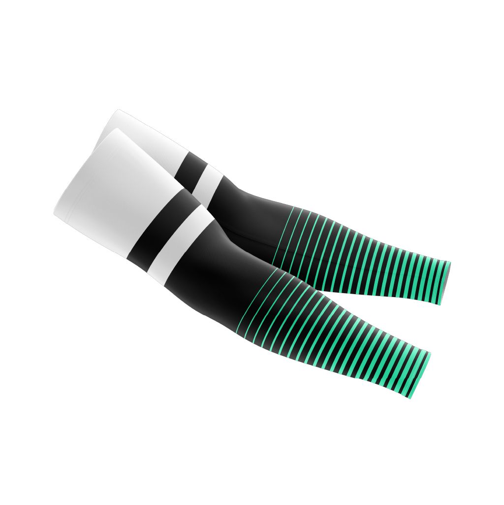  Custom Design and Manufacturing Arm Sleeves Anti UV Sportswear sublimation printing pattern combined with striped Polyester-Spandex blend 4-way stretch OEM/ODM Low MOQ 