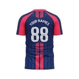 Custom Design and Manufacturing Football Kit Sports crew neck short sleeves sublimation printing pattern Striped Polyester-Spandex blend 4-way stretch OEM/ODM Low MOQ