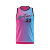  Custom Design and Manufacturing Sports Basketball crew neck sleeveless sublimation printing pattern Color Ombre Polyester-Spandex blend 4-way stretch OEM/ODM Low MOQ 