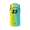  Custom Design and Manufacturing Sports Basketball crew neck sleeveless sublimation printing pattern Color Ombre Polyester-Spandex blend 4-way stretch OEM/ODM Low MOQ 