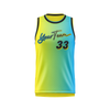  Custom Design and Manufacturing Sports Basketball crew neck sleeveless sublimation printing pattern Color Ombre Polyester-Spandex blend 4-way stretch OEM/ODM Low MOQ 
