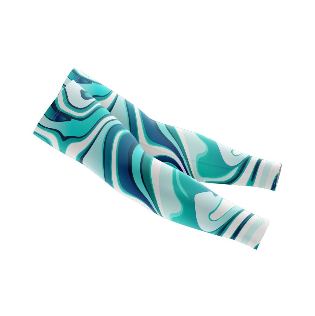  Custom Design and Manufacturing Arm Sleeves Anti UV Sportswear sublimation printing pattern combined with striped Polyester-Spandex blend 4-way stretch OEM/ODM Low MOQ 
