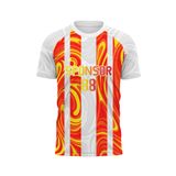 Custom Design and Manufacturing Football Kit Sports crew neck short sleeves sublimation printing pattern Lava Polyester-Spandex blend 4-way stretch OEM/ODM Low MOQ