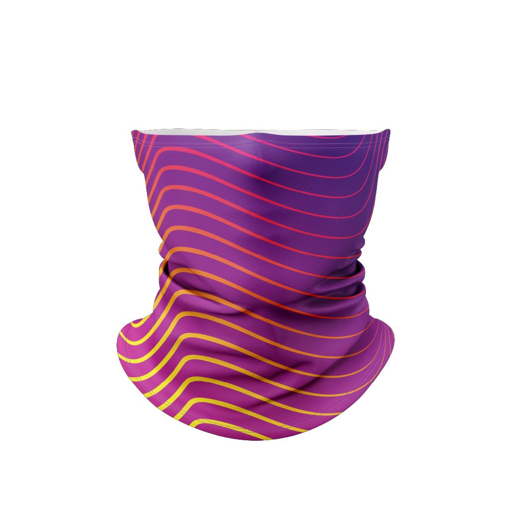  Custom Design and Manufacturing Neck Gaiter Sportswear Anti UV sublimation printing pattern Color Purple Polyester-Spandex blend 4-way stretch OEM/ODM Low MOQ 