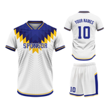 Custom Design and Manufacturing Football Kit Sports crew neck short sleeves sublimation printing pattern Retro white Polyester-Spandex blend 4-way stretch OEM/ODM Low MOQ
