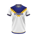 Custom Design and Manufacturing Football Kit Sports crew neck short sleeves sublimation printing pattern Retro white Polyester-Spandex blend 4-way stretch OEM/ODM Low MOQ