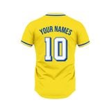 Custom Design and Manufacturing Football Kit Sports crew neck short sleeves sublimation printing pattern Striped Yellow Combined with Green Polyester-Spandex blend 4-way stretch OEM/ODM Low MOQ