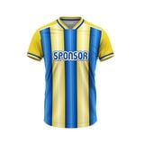 Custom Design and Manufacturing Football Kit Sports crew neck short sleeves sublimation printing pattern Striped Yellow Combined with Green Polyester-Spandex blend 4-way stretch OEM/ODM Low MOQ