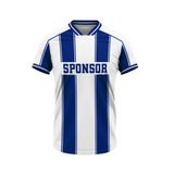 Custom Design and Manufacturing Football Kit Sports crew neck short sleeves sublimation printing pattern Striped White Combined with Green Polyester-Spandex blend 4-way stretch OEM/ODM Low MOQ