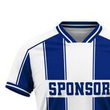 Custom Design and Manufacturing Football Kit Sports crew neck short sleeves sublimation printing pattern Striped White Combined with Green Polyester-Spandex blend 4-way stretch OEM/ODM Low MOQ