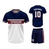 Custom Design and Manufacturing Football Kit Sports crew neck short sleeves sublimation printing pattern Green Navy Combined with Red Polyester-Spandex blend 4-way stretch OEM/ODM Low MOQ