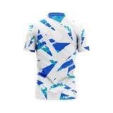 Custom Design and Manufacturing Polo Shirt Sportswear Pickleball & Tennis polo collar short sleeves sublimation printing pattern white combined with green Polyester-Spandex blend 4-way stretch OEM/ODM Low MOQ