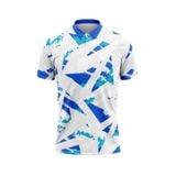 Custom Design and Manufacturing Polo Shirt Sportswear Pickleball & Tennis polo collar short sleeves sublimation printing pattern white combined with green Polyester-Spandex blend 4-way stretch OEM/ODM Low MOQ