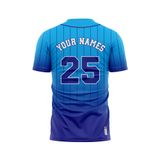 Custom Design and Manufacturing Sports T-Shirt Baseball buttoned crew neck short sleeves sublimation printing pattern Ombre BC08 Polyester-Spandex blend 4-way stretch OEM/ODM Low MOQ