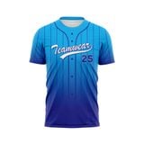 Custom Design and Manufacturing Sports T-Shirt Baseball buttoned crew neck short sleeves sublimation printing pattern Ombre BC08 Polyester-Spandex blend 4-way stretch OEM/ODM Low MOQ