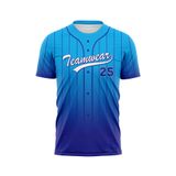 Custom Design and Manufacturing Sports T-Shirt Baseball buttoned crew neck short sleeves sublimation printing pattern Ombre BC08 Polyester-Spandex blend 4-way stretch OEM/ODM Low MOQ