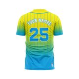 Custom Design and Manufacturing Sports T-Shirt Baseball buttoned crew neck short sleeves sublimation printing pattern Ombre BC08 Polyester-Spandex blend 4-way stretch OEM/ODM Low MOQ
