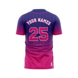 Custom Design and Manufacturing Sports T-Shirt Baseball buttoned crew neck short sleeves sublimation printing pattern Ombre BC08 Polyester-Spandex blend 4-way stretch OEM/ODM Low MOQ