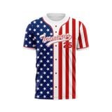 Custom Design and Manufacturing Sports T-Shirt Baseball buttoned crew neck short sleeves sublimation printing pattern Polyester-Spandex blend 4-way stretch OEM/ODM Low MOQ