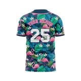 Custom Design and Manufacturing Sports T-Shirt Baseball buttoned crew neck short sleeves sublimation printing pattern Floral BC01 Polyester-Spandex blend 4-way stretch OEM/ODM Low MOQ